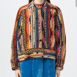 FORTE FORTE BLOUSON JACQUARD PARAISO JACKET - FIESTA